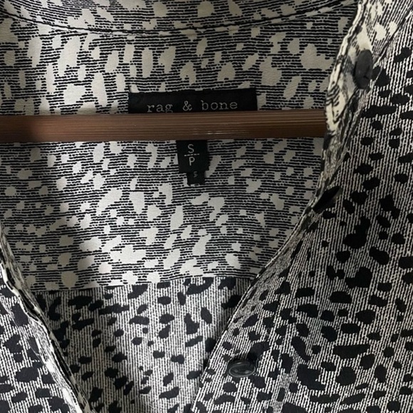 RAG & BONE Christie Long-Sleeve Cheetah Animal-Print 100% Silk Blouse Size SP - Picture 5 of 8